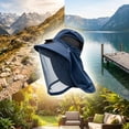 thumbnail image 5 of Solar Fan Sun Hat With Full Mosquito Net Face Shield, UV Blocking Neck Flap Breathable Cooling Headwear For Fishing Gardening Hiking Yard Work(Navy), 5 of 5