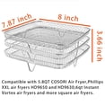 thumbnail image 3 of RAMLLY Rejilla para freidora de aire de 8 pulgadas para freidora instantánea Vortex, Philips, freidora COSORI, tres estantes apilables cuadrados, estante deshidratador multicapa de acero inoxidable, a, 3 of 5