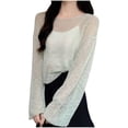 thumbnail image 2 of UVEASISHA Summer Beach Cover Ups for Women Long Sleeve Side Split Sheer Tshirts Lightweight Comfy Sun Protection Outfits Green Free Size, 2 of 3
