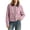 Pink, variant on Womens Bomber Jacket Corduroy Splicing Leather Collar Coat Fall Winter Lightweight Utility Zip up Baseball Long Sleeve Jacket with Pockets Watermelon Red