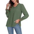 thumbnail image 2 of FIUFY Womens Long Sleeve Lace Shirt Tops Trim V-Neck Swiss Polka Dots Tunic Blouses, 2 of 4