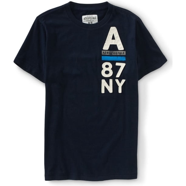 Aeropostale Vertical A-87 Ny Athletics Embellecido Camiseta para Hombre, Azul, X-Large Aeropostale Camiseta adornada