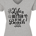 thumbnail image 4 of Inktastic Life is Better at the Beach with Sunshine Seashell and Palm Trees Women's V-Neck T-Shirt, 4 of 5
