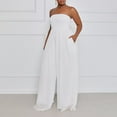 thumbnail image 4 of Blmnix Off Shoulder Women'S Jumpsuits, Rompers & Overalls Tube White Barrel Pants Women Long Wide-Leg Bohemian Palazzo Trousers, 4 of 4