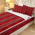 thumbnail image 3 of Manfei Red Black Geometric Check Zipper Full Size Comforter Sets with Fitted Sheet and 2 Pillowcases,Classic Plaid Zipper Bedding Set,Reversible,4pcs, 3 of 8