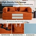 thumbnail image 5 of Sofa cama convertible con almohada cilíndrica, sofá de colchón plegable de corduro con marco de forma fija, sofá de pie para salón y dormitorio (naranja), 5 of 5