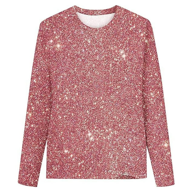 Chandail à Manches Longues à Paillettes Imprimées pour Filles, Polyester/Spandex, 2-9 Ans, Tailles 3a-9a