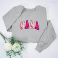 thumbnail image 2 of Penkiiy Mama Sweatshirt Women Oversize Glitter Patch Mama Crewneck Sweatshirts Mama Print Long Sleeve Loose Fashion Pullover S Gray, 2 of 7