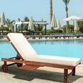 thumbnail image 5 of Seabrook 69 x 24 Inch Outdoor Acacia Wood Lounger with Cushion, 5-Position Back, Slide Table & Wheels, Dark Brown, 5 of 9