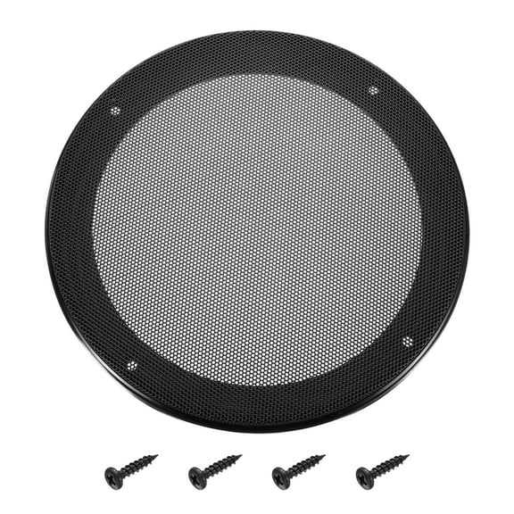 6.5" Speaker Grill, Black ABS Frame with Black Mesh Cover and Screw