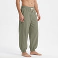 thumbnail image 5 of Havenx Mens Cotton Linen Pants Elastic Waist Drawstring Lantern Pants with Pockets Straight Leg Trouser Loose Fit Summer Beach Vacation Daily Jogger Pants,Camouflage Green S, 5 of 5