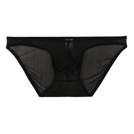 Gubotare Men Underwear Boxer Brief Men Seamless Underwear Ice Silk See-Through Briefs Underwear Shorts Ultra-Thin Mini Bikini Black XL