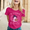 thumbnail image 2 of Cancer Awareness Shirts for Women in October Pink Ghost Witch Halloween Tees Short Sleeve Crewneck Pink Ribbon Survivor Gifts Tops, 2 of 4