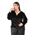 thumbnail image 4 of Blusa de terciopelo cruzada Roman Fashion /Tallas Extras, 734 (Negro) negro 40, 4 of 6