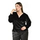 thumbnail image 4 of Blusa de terciopelo cruzada Roman Fashion /Tallas Extras, 734 (Negro) negro 36, 4 of 6