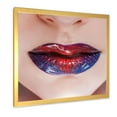 thumbnail image 2 of Designart 'Beautiful Women Lips With Red and Blue Lipstick' Modern Framed Art Print, 2 of 4