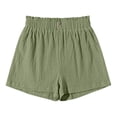 thumbnail image 5 of Gamivast Linen Shorts for Girls Elastic Waist Breathable Summer Shorts with Pockets High Waisted Lightweight Pull on Loose Fit Shorts Beach Vacation Casual Lounge Wear, 5 of 6