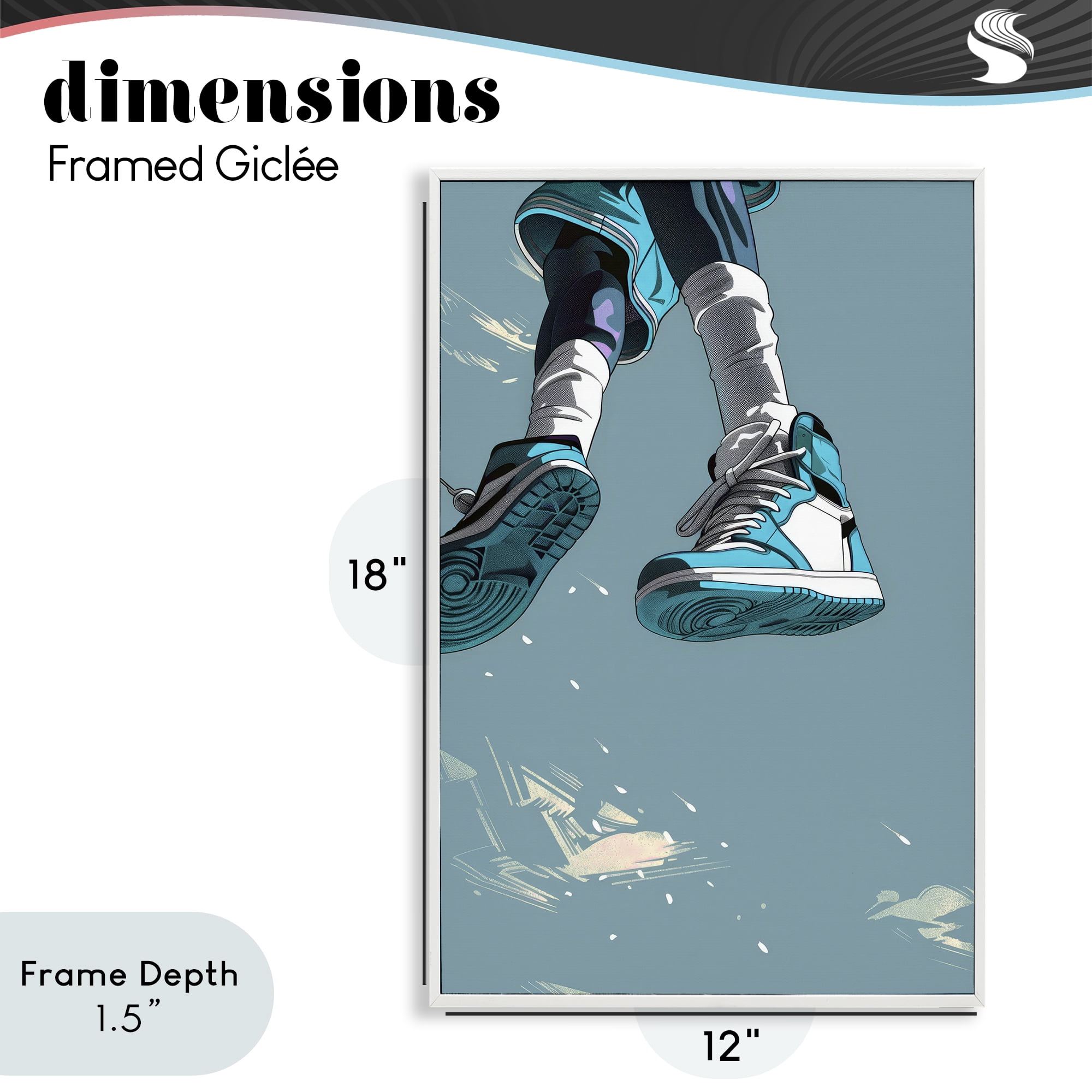 Stupell Industries Sporty Jump with Sneakers White Framed Giclee Art, design by Ray Powers