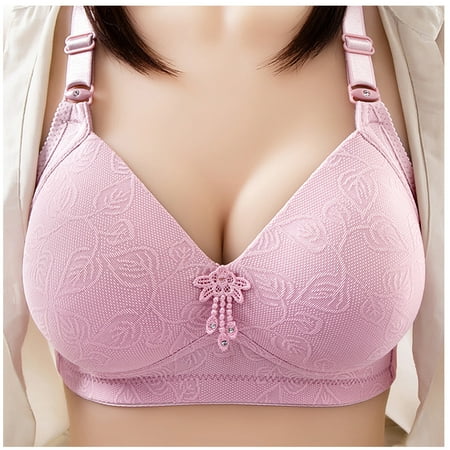 Clearance Sales! Zpanxa Bras for Women Plus Size Bra No Steel Ring Push Up Underwear Vest-Style Sleep Bra Womens Bras Sports Bra Pink L