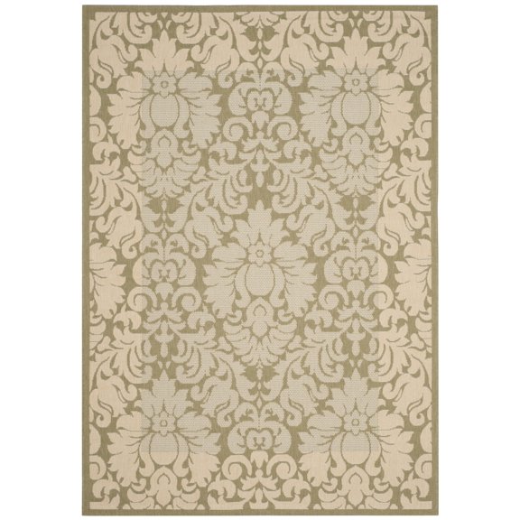Safavieh Courtyard Dani Bordered Indoor/Outdoor Area Rug, Olive/Natural, 5'3" x 7'7"