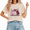 1-apricot, variant on Cozymy Three Ghost Bow Checkered Cute Graphic T-Shirt for Women Crewneck Short Sleeve Washed Halloween Shirt