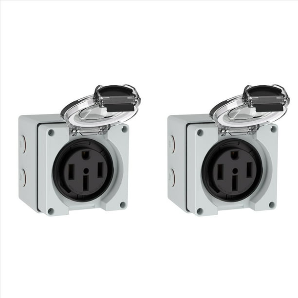 2X Caja de Tomacorriente de 50 A, 125/250 V, NEMA 14-50R, para Exteriores, Resistente Al Polvo y A la Intemperie, para Vehículos Eléctricos.