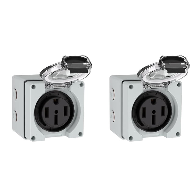 2X Caja de Tomacorriente de 50 A, 125/250 V, NEMA 14-50R, para Exteriores, Resistente Al Polvo y A la Intemperie, para Vehículos Eléctricos.