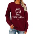 thumbnail image 1 of Sudadera holgada de manga larga con letras estampadas, ideal para citas - S Burgundy Casual Chic, 1 of 4