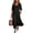 Black, variant on Ayolanni Dresses for Women 2026 Babydoll 3/4 Sleeve V Neck A-Line Maxi Dresses Button Down Beach Solid Hawaii Long Dress with Pockets Black L