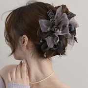Yvsxxv 1 Pc Purple Diamond Mesh Shark Hair Claw Clip for Women Updos
