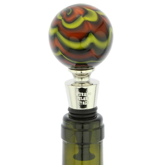 GlassOfVenice Murano Glass Ball Bottle Stopper - Marble Swirl