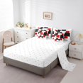 thumbnail image 3 of Erosebridal Red Black Checkered Bedding Queen Size, Modern Abstract Grid Comforter Sets with Sheets Microfiber 7-Piece, 3 of 5