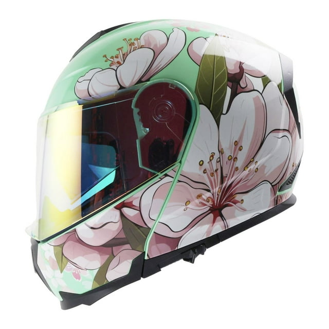 Casco Roda Revenge Pro Verde Sakura Abatible Mica Rosa Svs verde S