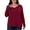 Burgundy, variant on Womens Plus Size Long Sleeve Tops Basic V Neck T Shirts White 2XL