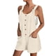 thumbnail image 2 of Mono corto de verano informal con botones para mujer - Poliéster, sin mangas, pantalón corto ancho - S-XXL, 2 of 5