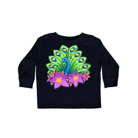 

Inktastic Peacock and flowers Gift Toddler Boy or Toddler Girl Long Sleeve T-Shirt
