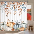 thumbnail image 2 of Ikfashoni Fall Shower Curtain with Hooks, Orange Pumpkin Leaves Waterproof Bathroom Curtains, 72"X72", 2 of 9