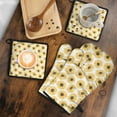 thumbnail image 5 of White Sunflower Kitchen Oven Mitt and Pot Holder Sets 4 Pcs for Baking, Cooking and Grilling, Heat Resistant Up To 392 °F, 5 of 7