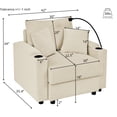 thumbnail image 5 of Modern Beige Corduroy Sofa Chair with Storage Ottoman, Deep Seat, Cup &amp; Phone Holder, 22.5" Spacious Seat, Solid Wood Frame, Ideal for Living Room Comfort, 5 of 10