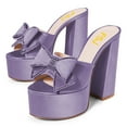 thumbnail image 3 of FSJ Women Open Toe Butterfly Platform Sandals Slip on Chunky High Heel Mules Fashion Prom Evening Slide Sandals Size 16 Purple, 3 of 4