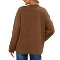 thumbnail image 4 of Lovskoo Women's Sherpa Oversized Solid Winter Faux Coats Long Sleeve Round Neck Color Block Button Pockets Fleece Jacket Casual Trendy Outerwear C-Brown, 4 of 8