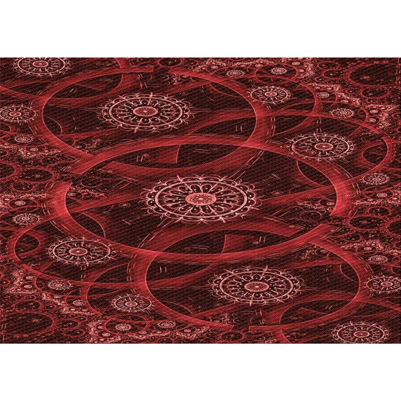 Ahgly Company Machine Washable Indoor Rectangle Transitional Maroon Red Area Rugs, 2' x 5'