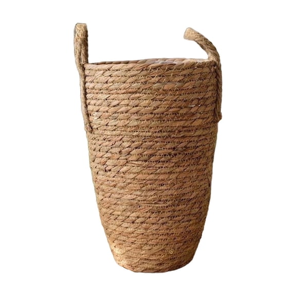 Woven Tall Cylindrical Flower Vase for Dried Flower Arrangements, Handcrafted Plastic Home Decor, Versatile Decorative Tall Vase for Living Room or Dining Table