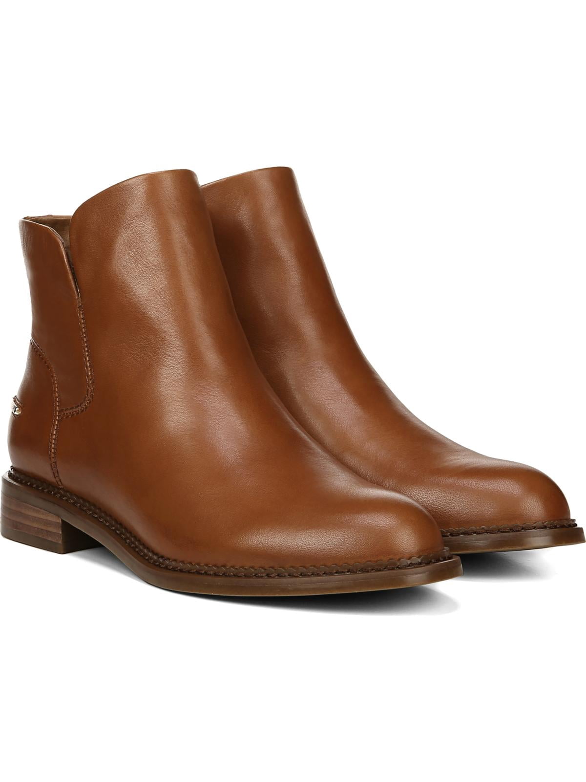 Leather Low Heel Ankle Boots 