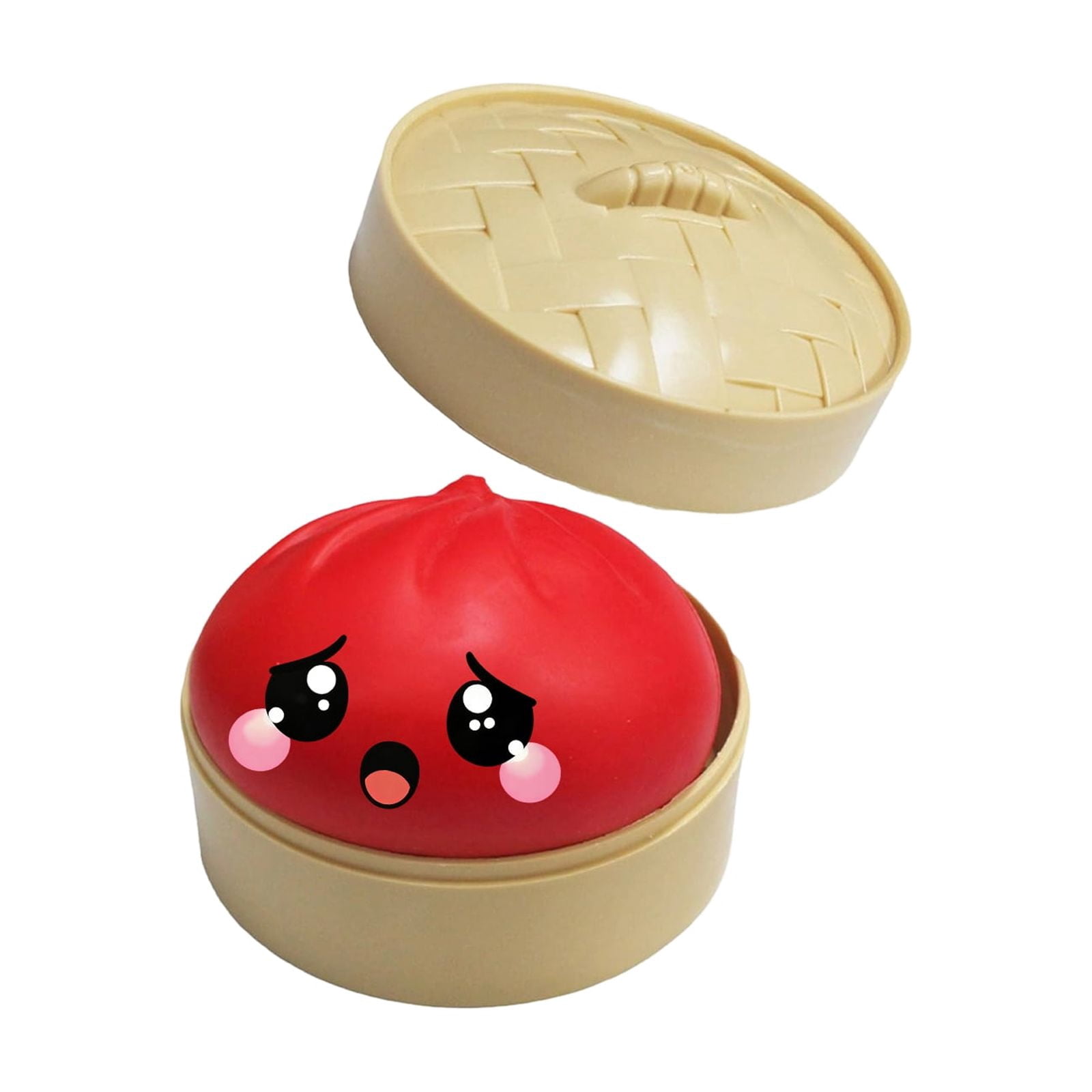 Glitter Colorful Dumpling Squishy, Cute Squishy Dumpling Large with Steamer, Squishy Dumpling Doll with Cute Expressions, Silicone Bun Sensory Fidget Dolls, Hand Pinching Decompression Dolls