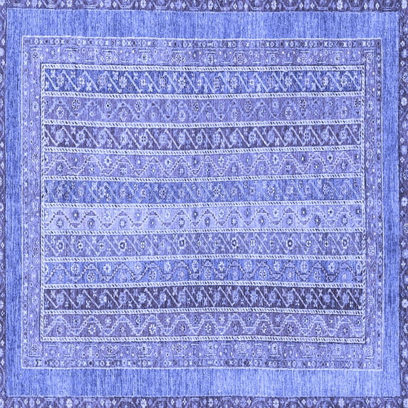 Ahgly Company Machine Washable Indoor Square Abstract Blue Modern Area Rugs, 6' Square