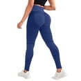 thumbnail image 2 of Resicozy 3D Cellulite Leggings Womens Compression High Waisted Compression Leggings Butt Lifting Workout Leggings Navy M, 2 of 7