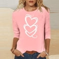 thumbnail image 4 of Hauts à Manches 3/4 pour Femmes, Blouse Décontractée à Col Rond Imprimée de Noël, 95 % Polyester 5 % Élasthanne, 4 of 7