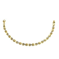 14k Yellow And White Gold Heart Link Bracelet, 7,25"