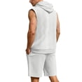 thumbnail image 4 of Hogleaql Men's Linen Shirt Shorts Outfits Cotton Short Sleeve Trendy Tshirts Hooded & Casual Shorts Loose Outfits Comfy Tracksuit with Pockets White 3XL, 4 of 6